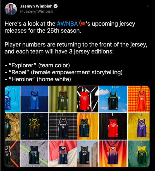 WNBA new jersey drop tweet